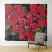 Lebhafte Poinsettia in Wasserfarbe Wandteppich (Beispiel (Horizontal))