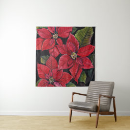 Lebhafte Poinsettia in Wasserfarbe Wandteppich