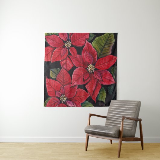 Lebhafte Poinsettia in Wasserfarbe Wandteppich (Beispiel)