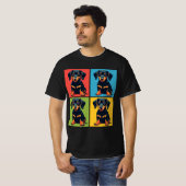 Lebhafte Pop Art Dackel Welpenplätze T-Shirt (Vorne ganz)