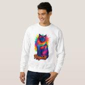 Lebhafte Pop-Art Ragdoll Cat - farbenfrohe Neon St Sweatshirt (Vorne ganz)
