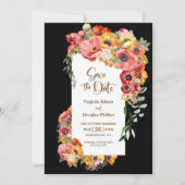 Lebhafte Poppies Black Wedding speichern das Datum Save The Date (Vorderseite)