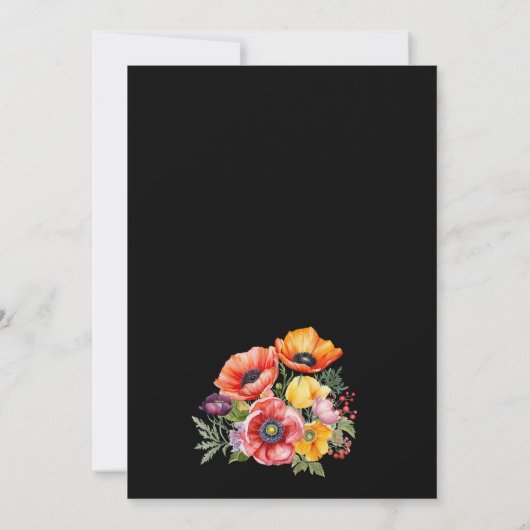 Lebhafte Poppies Black Wedding speichern das Datum Save The Date (Rückseite)