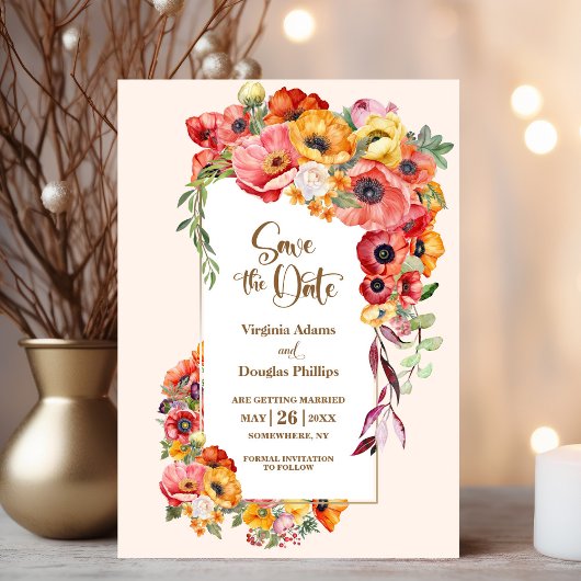 Lebhafte Poppies Hochzeitssache speichern das Datu Save The Date