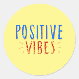 Lebhafte Positive Vibes Typografie Runder Aufkleber