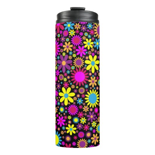 Lebhafte psychedelische Blume in Bloom-67566 Thermosbecher (Vorderseite)