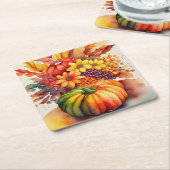 Lebhafte Pumpkin Bouquet Gold Herbsternte Rechteckiger Pappuntersetzer (angewinkelt)