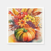 Lebhafte Pumpkin Bouquet Gold Herbsternte Serviette (Vorderseite)
