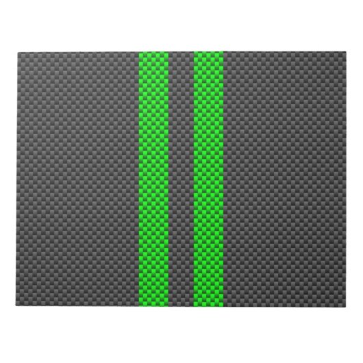 Lebhafte Racing Stripes für grüne Kohlenstofffaser Notizblock (Vorderseite)