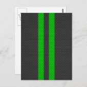 Lebhafte Racing Stripes für grüne Kohlenstofffaser Postkarte (Vorne/Hinten)