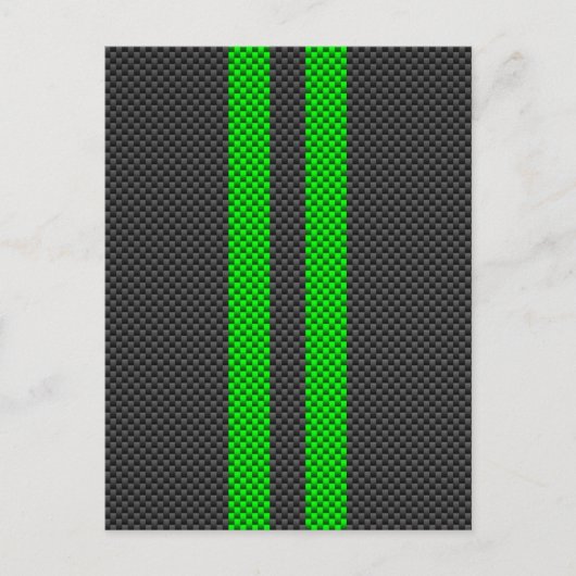 Lebhafte Racing Stripes für grüne Kohlenstofffaser Postkarte (Vorderseite)