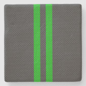 Lebhafte Racing Stripes für grüne Kohlenstofffaser Steinuntersetzer (Vorderseite)