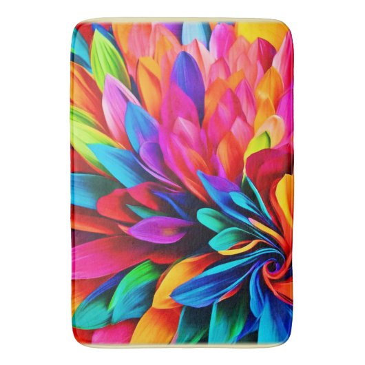 Lebhafte Rainbow-Blume Abstrakt Badematte (Vorderseite Vertikal)