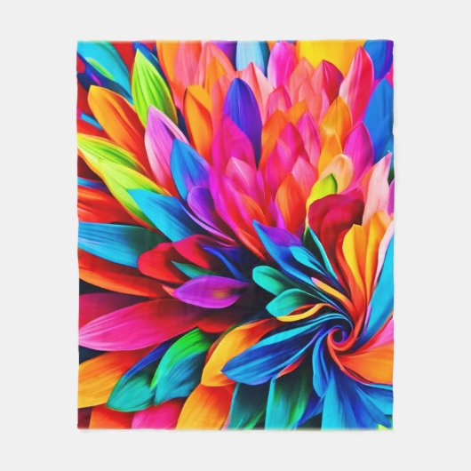 Lebhafte Rainbow-Blume Abstrakt Fleecedecke (Vorderseite)