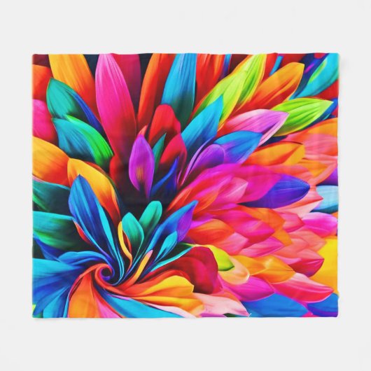 Lebhafte Rainbow-Blume Abstrakt Fleecedecke (Vorderseite (Horizontal))
