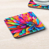 Lebhafte Rainbow-Blume Abstrakt Getränkeuntersetzer (Linke Seite)