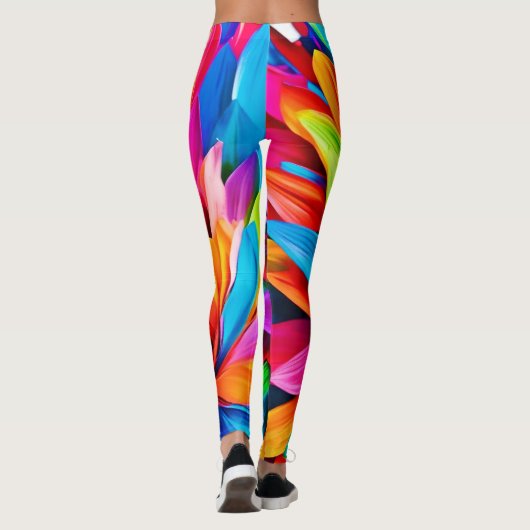 Lebhafte Rainbow-Blume Abstrakt Leggings (Rückseite)