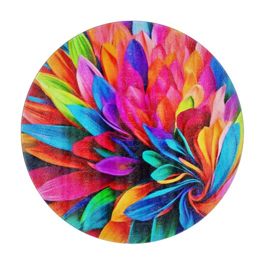 Lebhafte Rainbow-Blume Abstrakt Schneidebrett (Vorderseite)