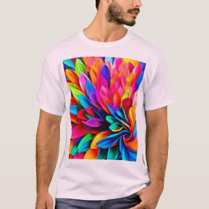 Lebhafte Rainbow-Blume Abstrakt T-Shirt
