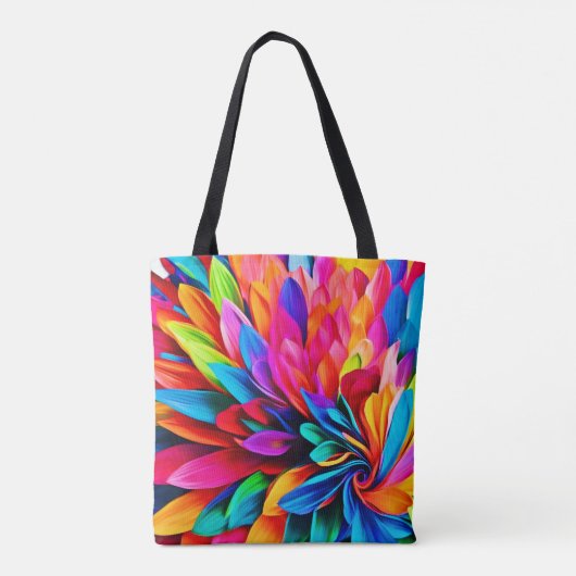 Lebhafte Rainbow-Blume Abstrakt Tasche (Rückseite)