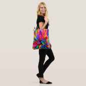 Lebhafte Rainbow-Blume Abstrakt Tasche (Am Model)