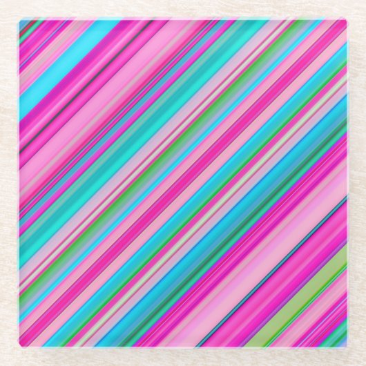 Lebhafte Rainbow-Farben Streifen Muster-21056 Glasuntersetzer (Vorderseite)