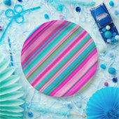 Lebhafte Rainbow-Farben Streifen Muster-21056 Pappteller (Party)