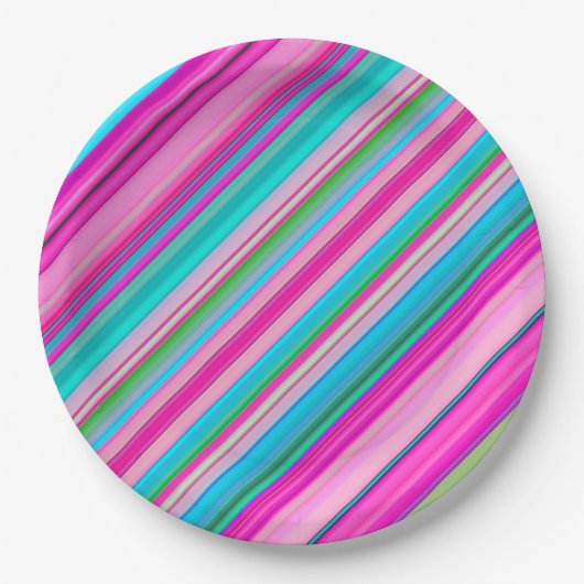 Lebhafte Rainbow-Farben Streifen Muster-21056 Pappteller (Vorderseite)