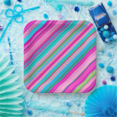 Lebhafte Rainbow-Farben Streifen Muster-21056 Pappteller (Party)
