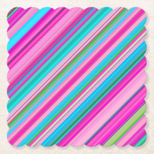 Lebhafte Rainbow-Farben Streifen Muster-21056 Untersetzer