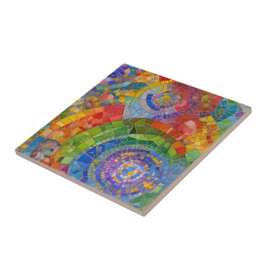 Lebhafte Rainbow-farbene Mosaikkunst Fliese (Seite)
