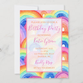 Lebhafte Rainbow-Geburtstagsparty Einladung
