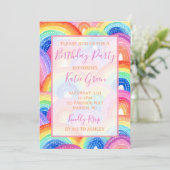 Lebhafte Rainbow-Geburtstagsparty Einladung (Stehend Vorderseite)