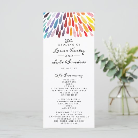 Lebhafte Rainbow-Hochzeit Programm (Stehend Vorderseite)