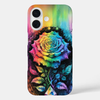 Lebhafte Rainbow-Rose iPhone 16 Hülle