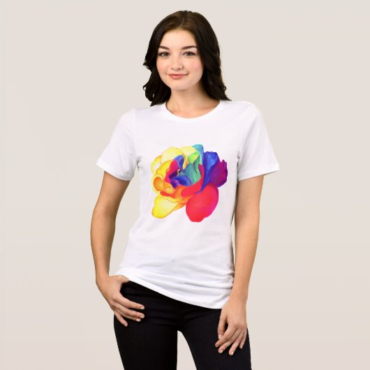 Lebhafte Rainbow-Rose Tri-Blend Shirt (Vorderseite voll)