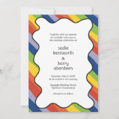 Lebhafte Rainbow Squiggle Frame Modern Wedding Einladung (Vorderseite)