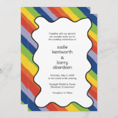 Lebhafte Rainbow Squiggle Frame Modern Wedding Einladung (Vorne/Hinten)
