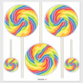 Lebhafte Rainbow Swirl Lollipop Stickers Aufkleber (Blatt)