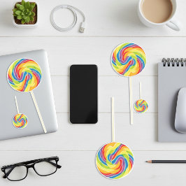 Lebhafte Rainbow Swirl Lollipop Stickers Aufkleber
