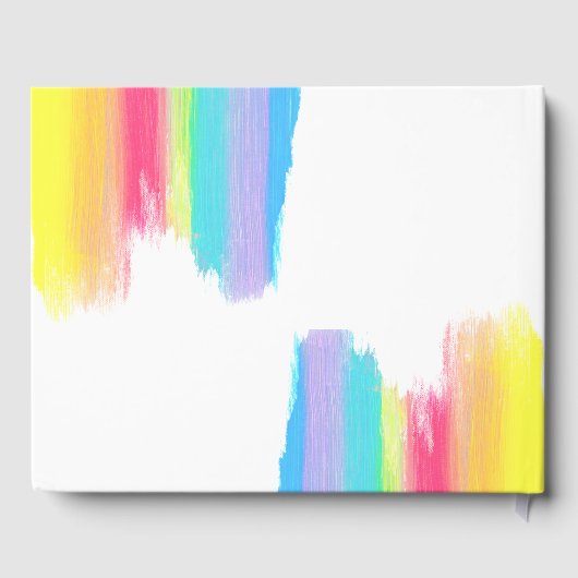 Lebhafte Rainbow Watercolor Couple Foto Wedding Gästebuch (Rückseite)