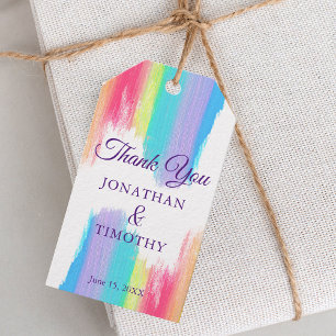 Lebhafte Rainbow Watercolor Lila LGBTQ-Hochzeit Geschenkanhänger