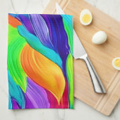 Lebhafte Rainbow-Wirbel Abstrakt Art Geschirrtuch (Viertel Falte)