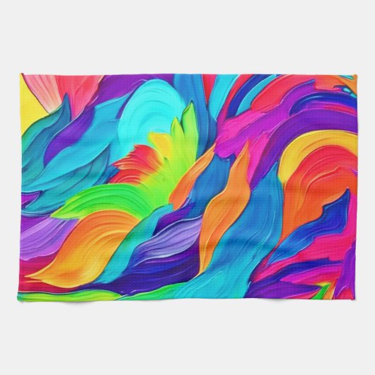 Lebhafte Rainbow-Wirbel Abstrakt Art Geschirrtuch (Horizontal)