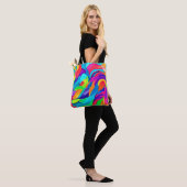 Lebhafte Rainbow-Wirbel Abstrakt Art Tasche (Am Model)