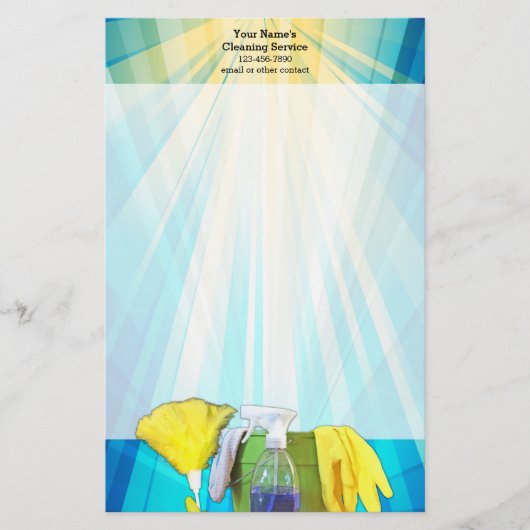 Lebhafte Rays Custom Cleaning Service Business Briefpapier (Vorderseite)