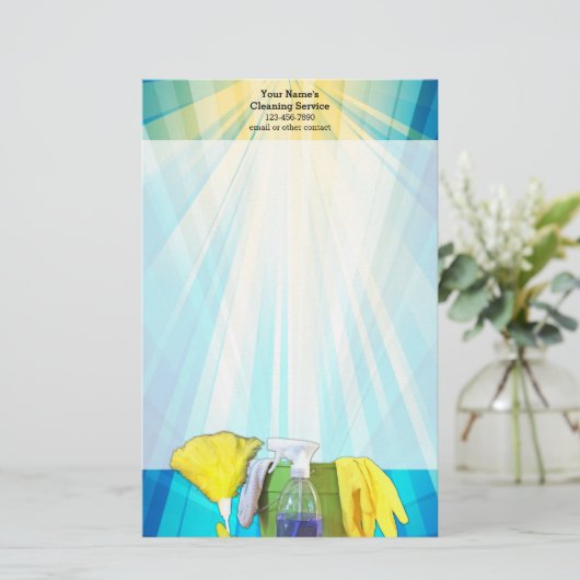 Lebhafte Rays Custom Cleaning Service Business Briefpapier (Stehend Vorderseite)