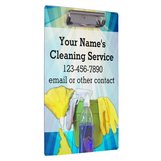 Lebhafte Rays Custom Cleaning Service Business Klemmbrett (Rechts)