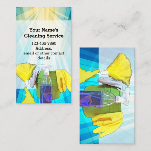 Lebhafte Rays Custom Cleaning Service Business Visitenkarte (Vorne/Hinten)