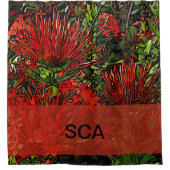 Lebhafte Red Orange Firebush-Pflanze Duschvorhang (Vorderseite)